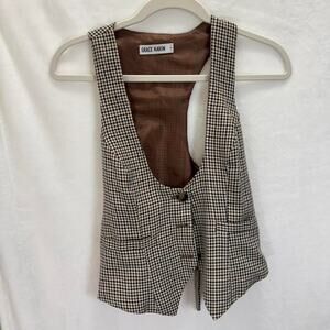 Grace karin brown gingham vest